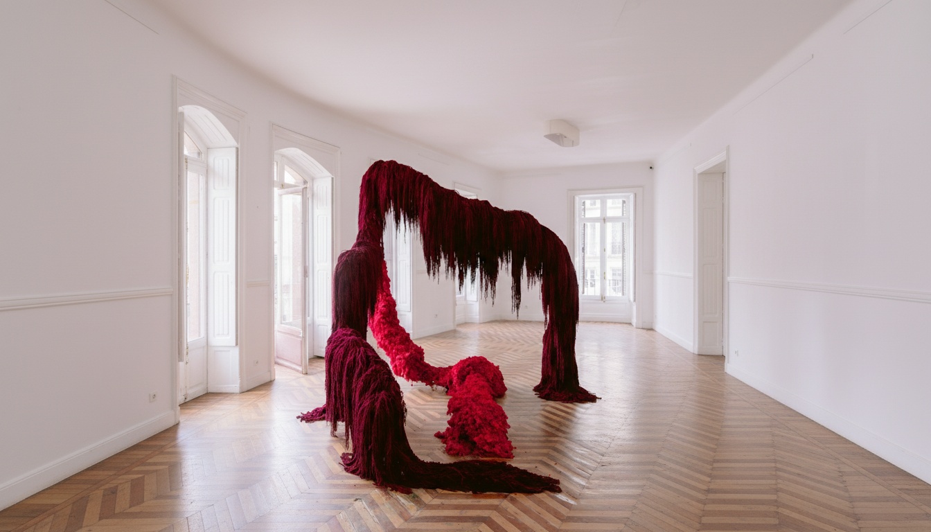 Grand event venue with cascading floral installation